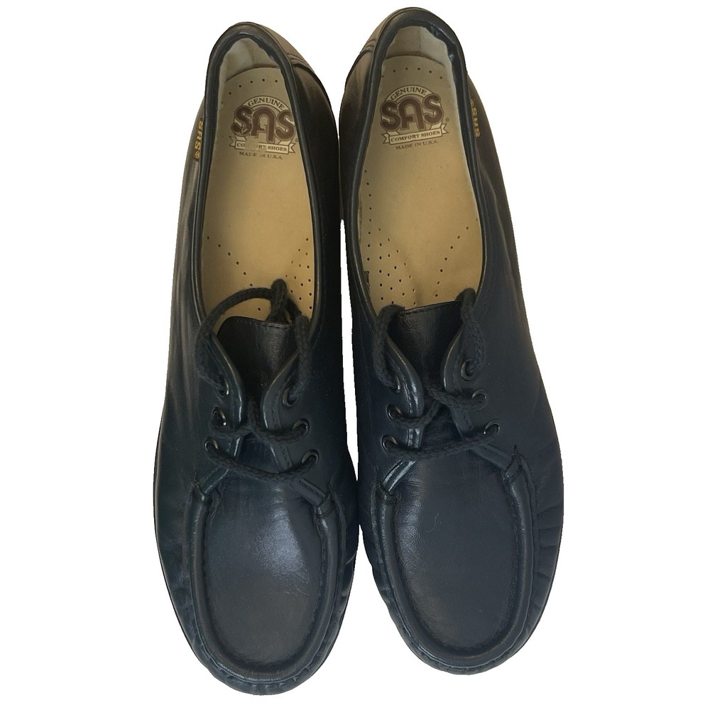 SAS Women's Siesta Black Leather Comfort Shoes Size 8 1/2M grandmacore